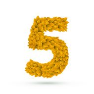 3d yellow leaves number 5