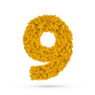 3d yellow leaves number 9