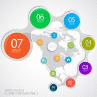 PrintNorth America Map and Elements Infographic Vector illustration