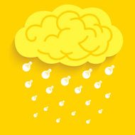 Rain idea bulb from brain