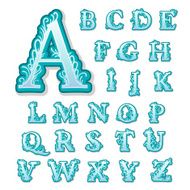 Floral volume glossy font Vector illustration