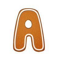 3d lovely gingerbread cookie alphabet A