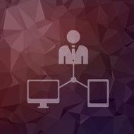 Man with monitor and tablet in flat style icon
