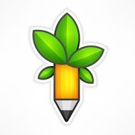 Creative pencil with green leaves N3