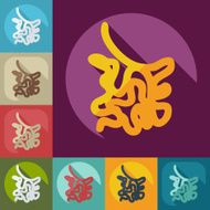 Flat modern design with shadow icons small intestine N9
