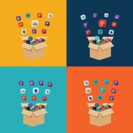 Flat concept set modern design with shadow education icons N4