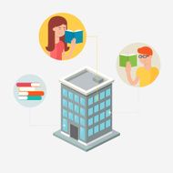 Library education concept Vector illustration flat style