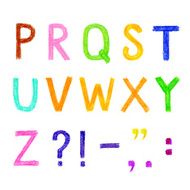 Funny vector watercolor english alphabet