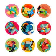 Set of flat design circle option infographics concepts N17