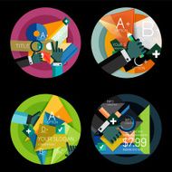 Set of flat design circle option infographics concepts N19