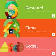 Flat design vector infographic banners with geometric infographics N34