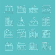 Building line icon set N2