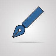 Vector pen icon on gray background