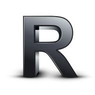 3d black letter R