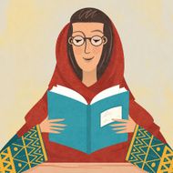 woman of Middle-Eastern ethnicity reading