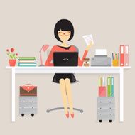 copywriter concept women on his desk working