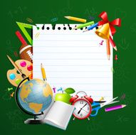 Back to school greeting card with stationery