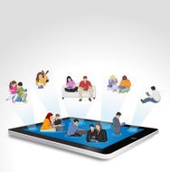 Tablet with group of people