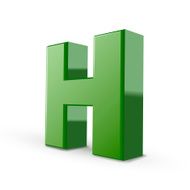 3d green letter H