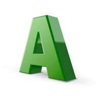 3d green letter A