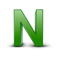 3d green letter N