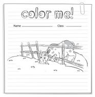 Coloring worksheet with a cow