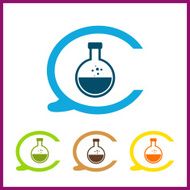Vector icon simple laboratory flask with liquid N3
