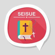 bible flat icon with long shadow eps10 N7