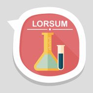 test tube flat icon with long shadow eps10 N6