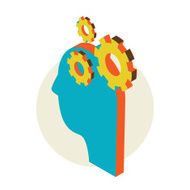 Human head idea - isometric design style for business presentation