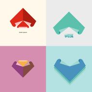 Set Abstract logo sheet of paper Technical drawing and blueprin