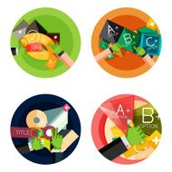 Set of flat design circle option infographics concepts N28