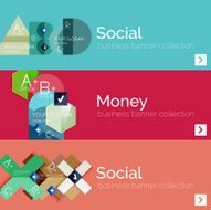 Flat design vector infographic banners with geometric infographics N67