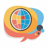 globe icon flat icon with long shadow N8