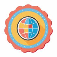 globe icon flat icon with long shadow N11