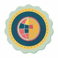 globe icon flat icon with long shadow N12
