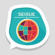 globe icon flat icon with long shadow N15