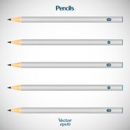 Set gray wooden detailed smooth of realistic pencils isolated