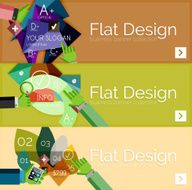 Flat design vector infographic banners with geometric infographics N73