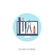 Vector illustration Flat study backgrounds set Education and online courses N5