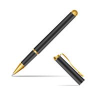 Black pen isolated on the white background Vector illustration