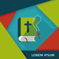 bible flat icon with long shadow eps10 N8
