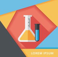 test tube flat icon with long shadow eps10 N8