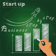 Business start-up step by chalk