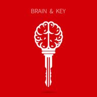 Creative brain sign with key symbol Key of success