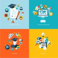 Set of flat design concept icons for education