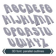 3d retro typeset with lines in rotation vector uppercase letters