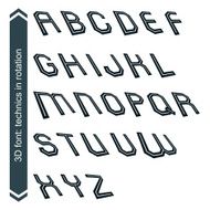 Geometric retro style graphic font in rotation vector alphabet N2