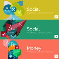 Flat design vector infographic banners with geometric infographics N81