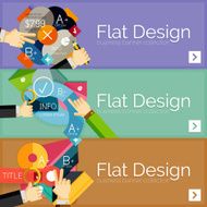 Flat design vector infographic banners with geometric infographics N91